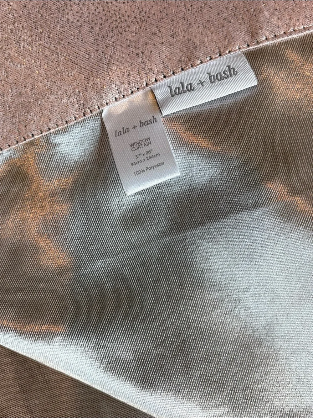 Pair of 37 x 96 Curtain Panels in Blush with Sparkle Accents
